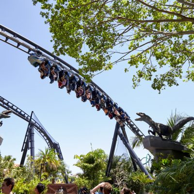 20-51070 79121 - TV - Coke JWVC 042221 Jurassic World Velocicoaster project 791 Barrel Roll Ride Vehicle Raptor IOA